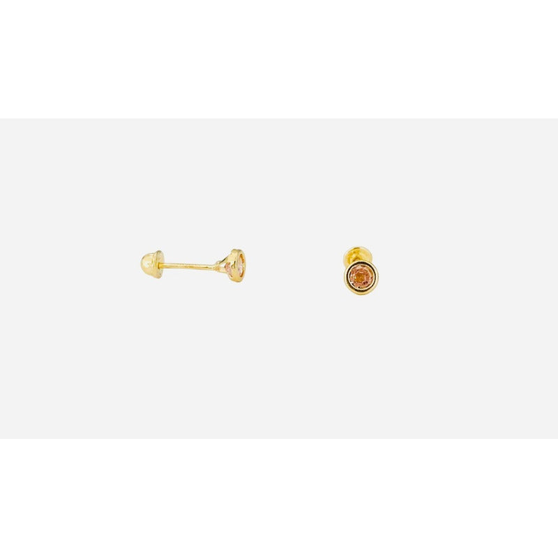 Broqueles Con Zirconia Rosa En 14 Kilates + Obsequio