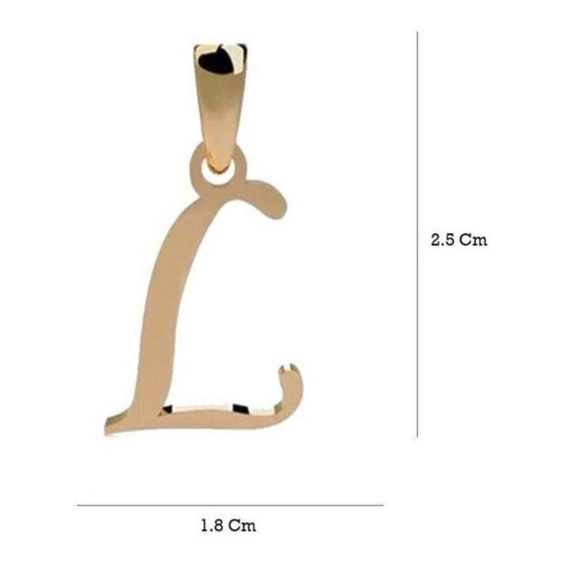 Juego Inicial Letra L Con Cadena 50 Cm Oro 14 K + Obsequio