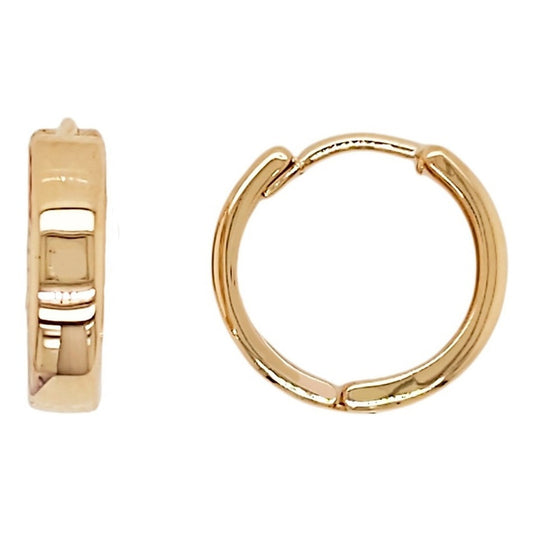 Huggie Liso En Oro Amarillo De 14 K + Obsequio