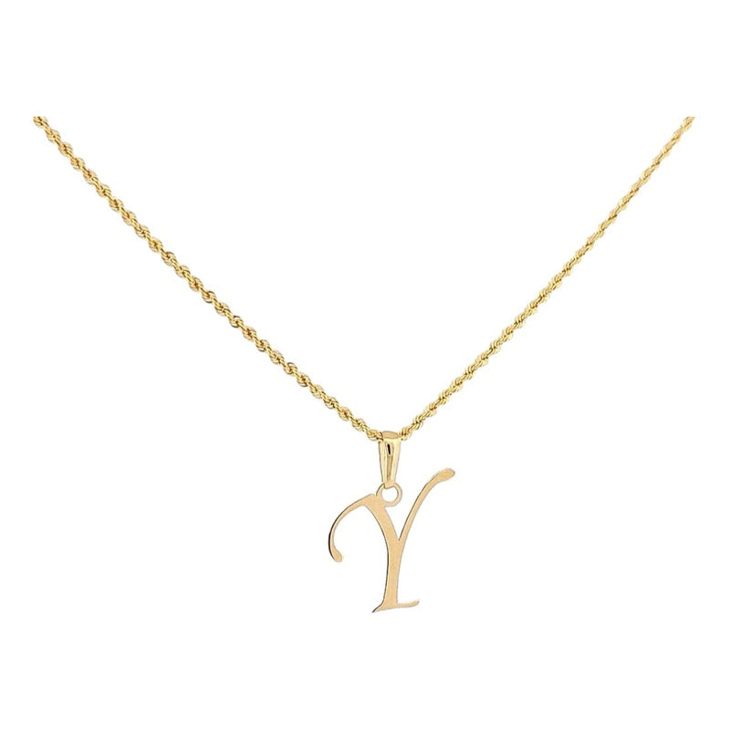 Juego De Inicial Letra Y Con Gargantilla En Oro De 14k