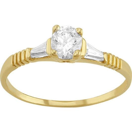 Anillo Solitario Con Zirconia En Medio En Oro De 10 K