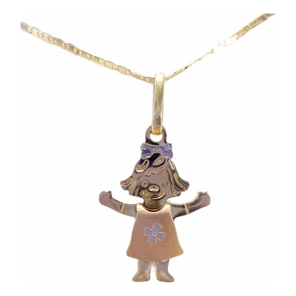 Kit Cadena Singapur + Dije Niña 3 Oros 10 K. + Obsequio