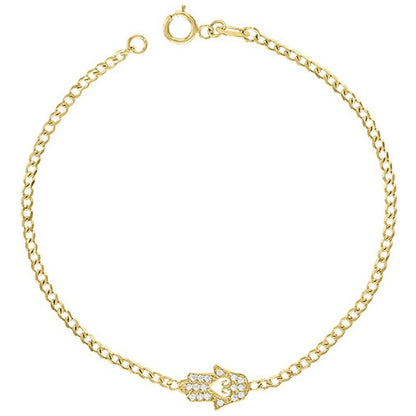 Pulsera Barbara Mano Fatima 18 Cm En Oro De 10 K + Obsequio