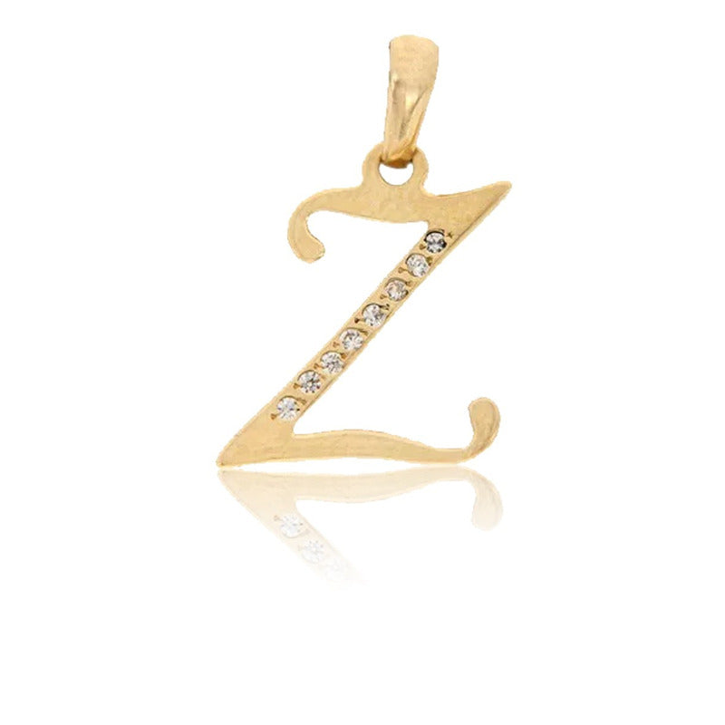 Dije Inicial Letra Z Con Circonias Oro 14 K + Obsequio