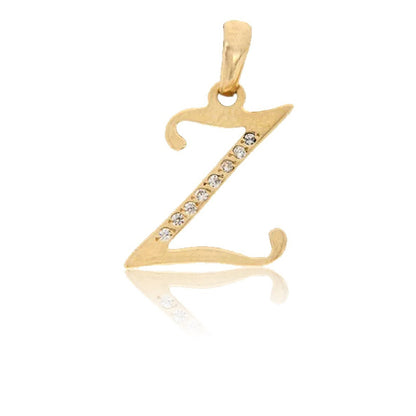 Dije Inicial Letra Z Con Circonias Oro 14 K + Obsequio