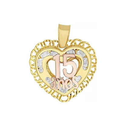 Juego Anillo Rubi Y Collar Xv Años Corazon Oro 10 K + Obs