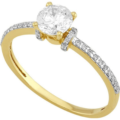 Anillo Solitario Con Zirconia En Oro De 10 K + Obsequio