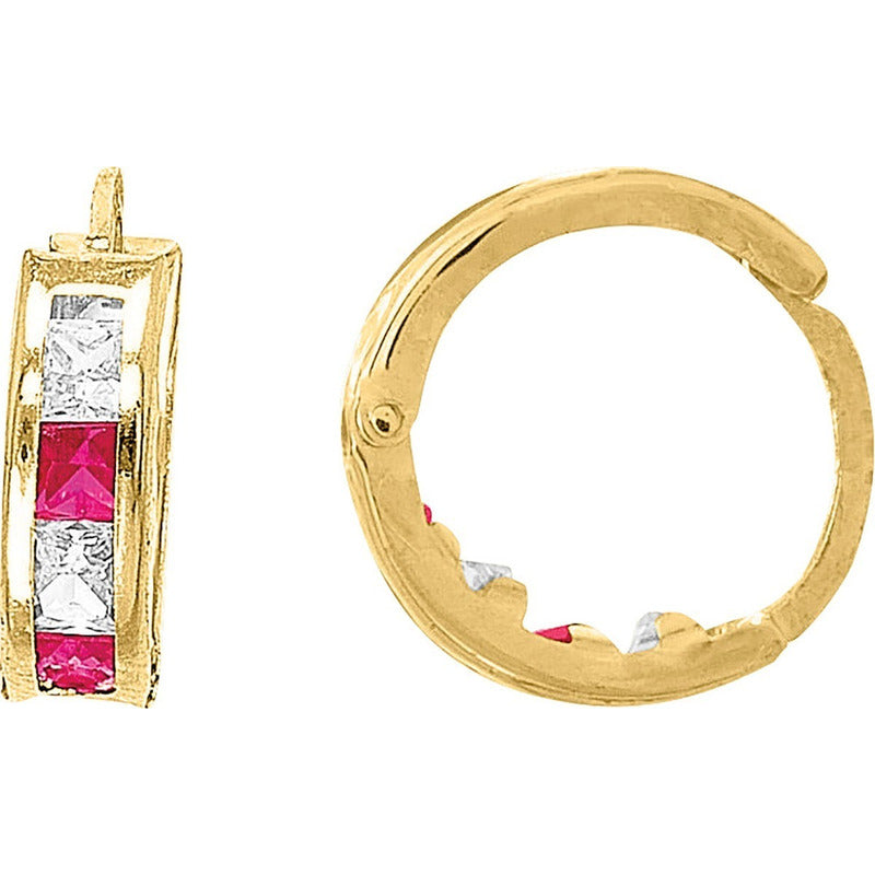 Huggies Circonias Bicolor Oro 10 K + Obsequio + Envío