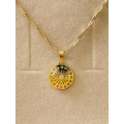 Collar Bautizo Circular Zirconias Oro 10 K + Obsequio