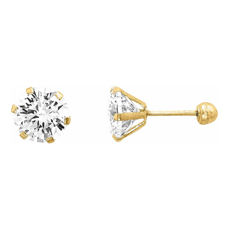 Broqueles Zirconias 6 Mm Oro 10 Kilates + Obsequio