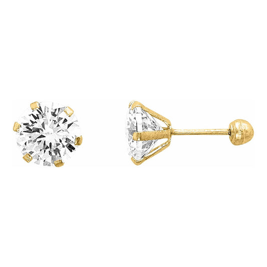 Broqueles Zirconias 6 Mm Oro 10 Kilates + Obsequio