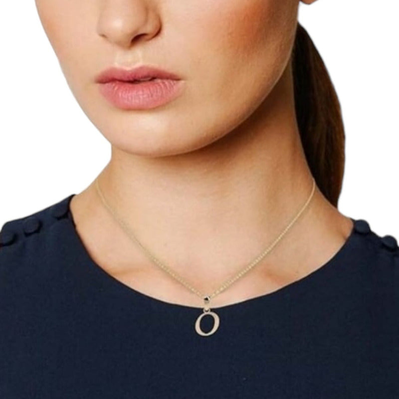 Juego Collar Letra O Lisa + Aretes Bola 10 K. + Regalo