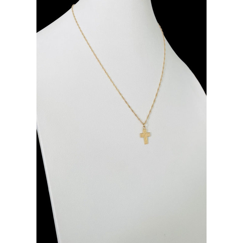 Juego De Gargantilla Con Cruz De Bautizo En Oro De 10kilates