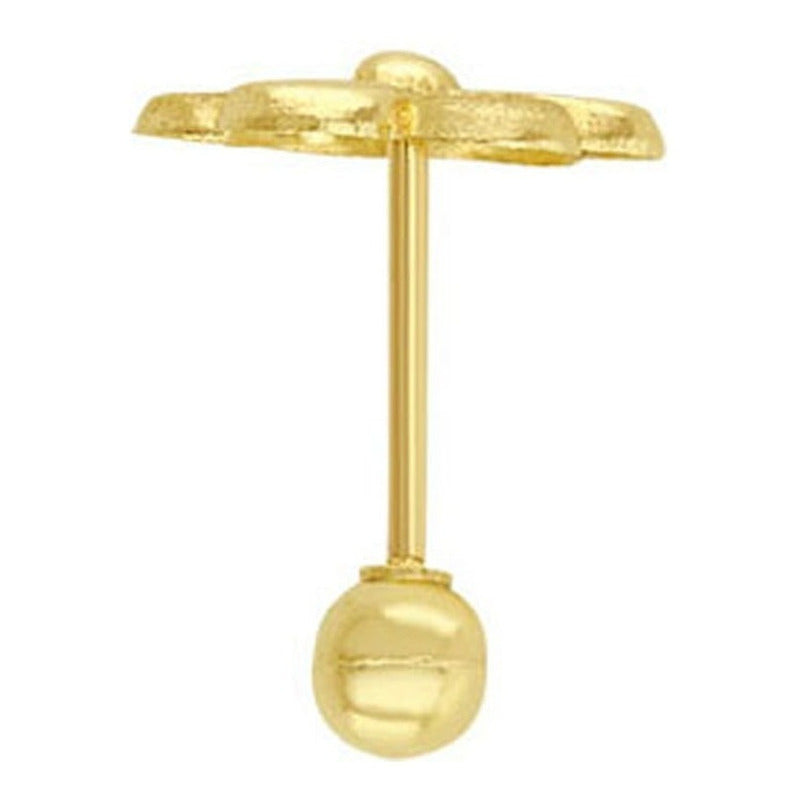 Broquel Flor Botón En Oro De 10 K + Obsequio + Envío