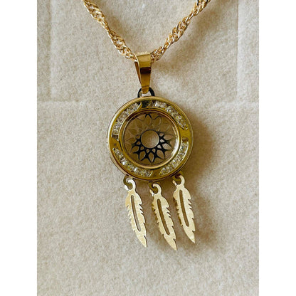 Collar Atrapa Sueños Buena Suerte Oro 10 K  + Obsequio