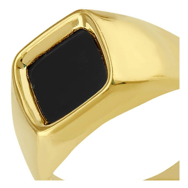 Anillo Caballero Cuadro Negro Oro De 10 K +obsequio +envio