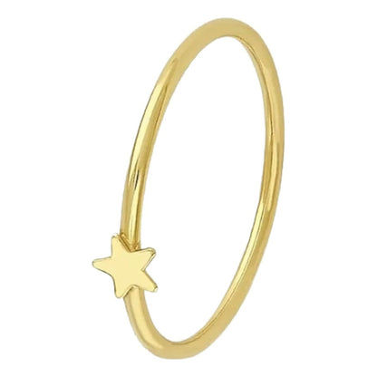 Juego Anillo + Broqueles Estrella Liso Oro 10 K. + Obsequio