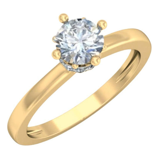 Elegante Anillo Compromiso Corona Zirconias Oro 14 Kilates