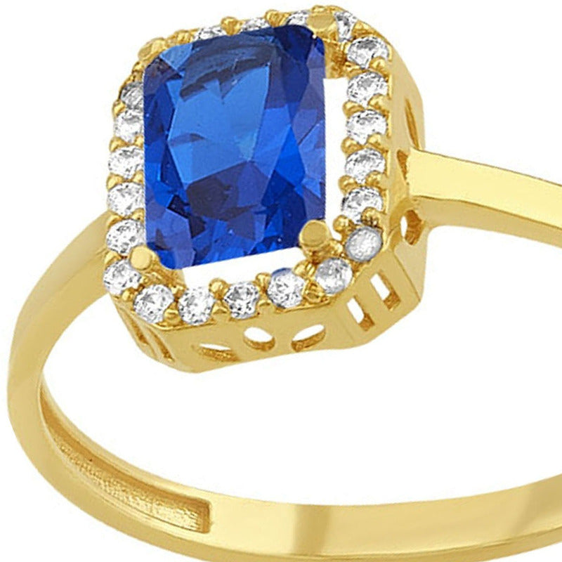 Anillo Solitario Octa Azul En Oro De 10 K + Obsequio + Envio