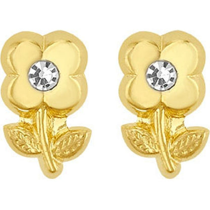 Broquel Flor 4 Petalos En Oro De 10 K + Obsequio +envío