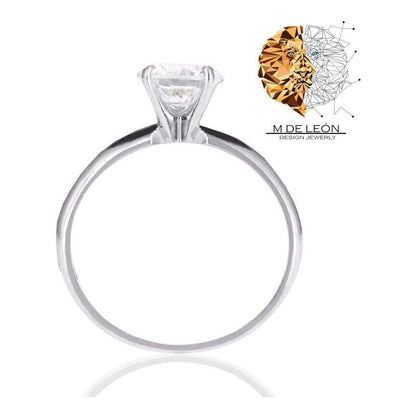 Anillo De Compromiso Clásico Oro Blanco 10 K