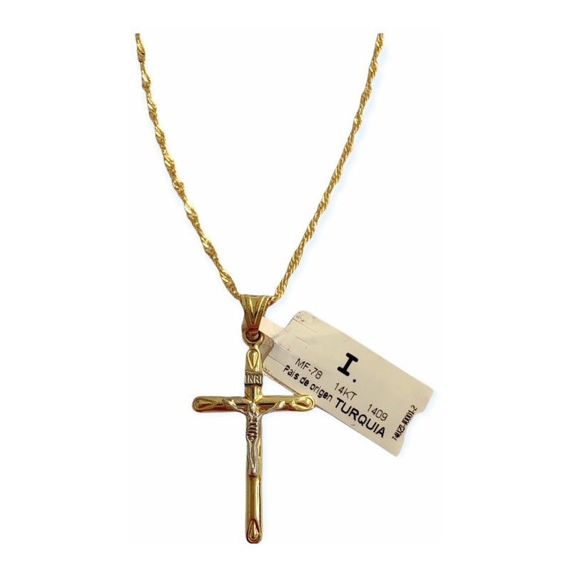 Hermoso Dije De Crucifijo En 2 Oros De 14k + Obsequio