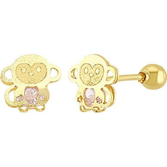 Broquel Mono Rosa En Oro De 10 K + Obsequio + Envío