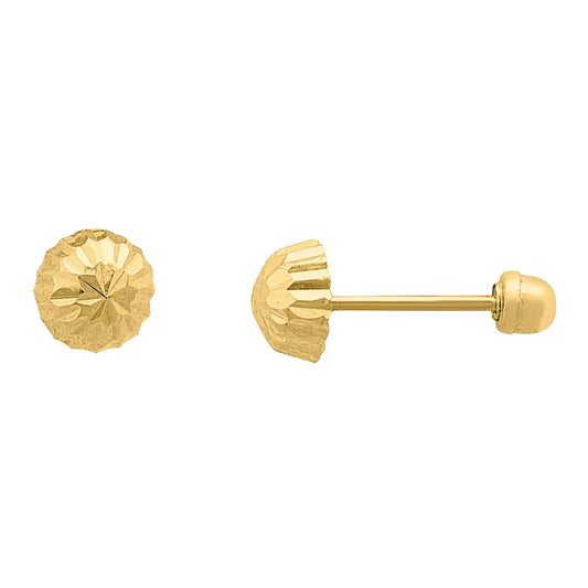 Broqueles Hongo Recto Para Bebé 4 Mm Oro De 10 K +