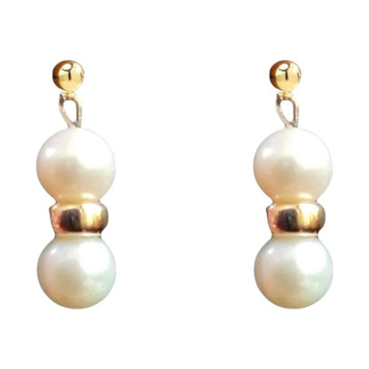 Aretes Perla Potato Con Dona 1x1 Elaborado En Oro De 14k