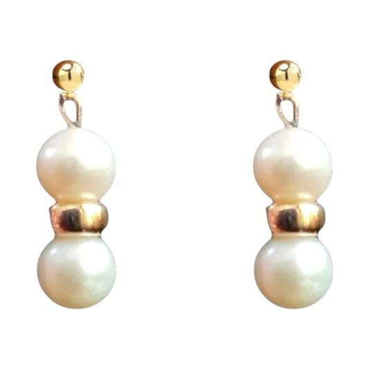 Aretes Perla Potato Con Dona 1x1 Elaborado En Oro De 14k