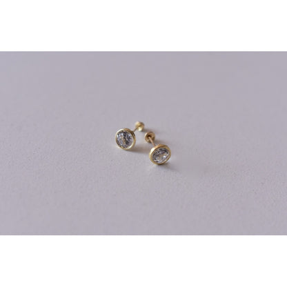 Broqueles Biselado 5 Mm Oro De 10 K + Obsequio