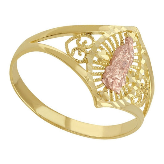 Anillo Virgen Rosa En Oro De 10 K + Obsequio