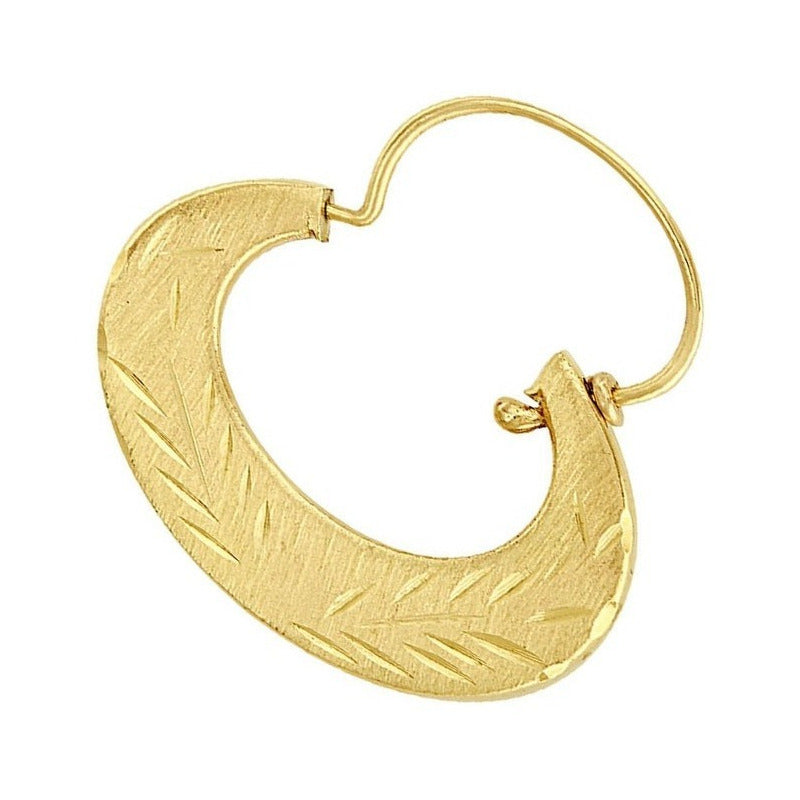 Arracada Plana Grabada #2 En Oro De 10 K + Obsequio + Envío