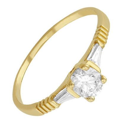 Anillo Solitario Con Zirconia En Medio En Oro De 10 K
