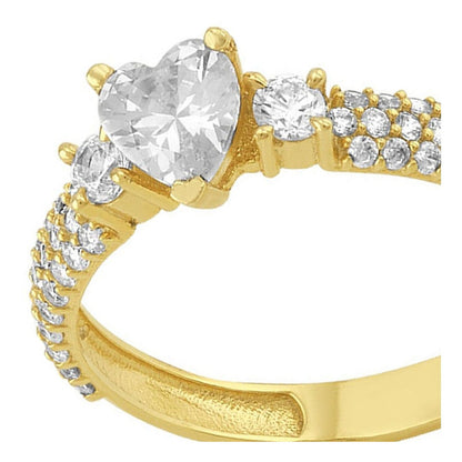 Anillo Solitario Con Zirconia De Corazon En Oro De 10 K