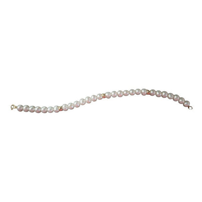 Pulsera Perlas Potato 5.5 Mm Con Donas En Oro De 14 K + Obse