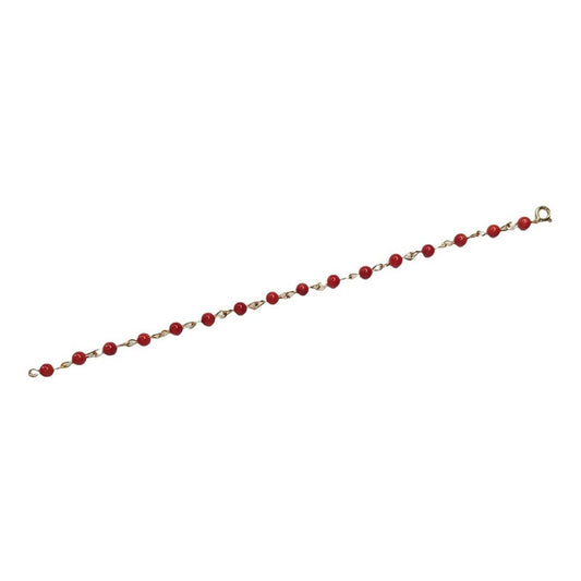 Pulsera Coral Para Niña Elaborada En Oro De 14 K + Obsequio