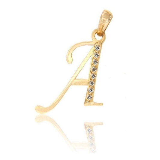 Dije Inicial Letra A Con Circonias Oro 14 K + Obsequio