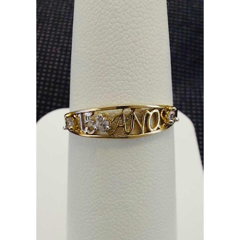 Hermoso Anillo De 15 Años En Oro De 10 Kilates+ Obsequio