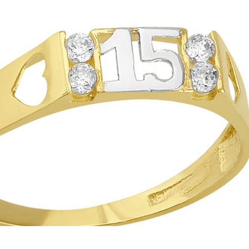Anillo Plano Para Xv Años En Oro De 10 K + Obsequio + Envio