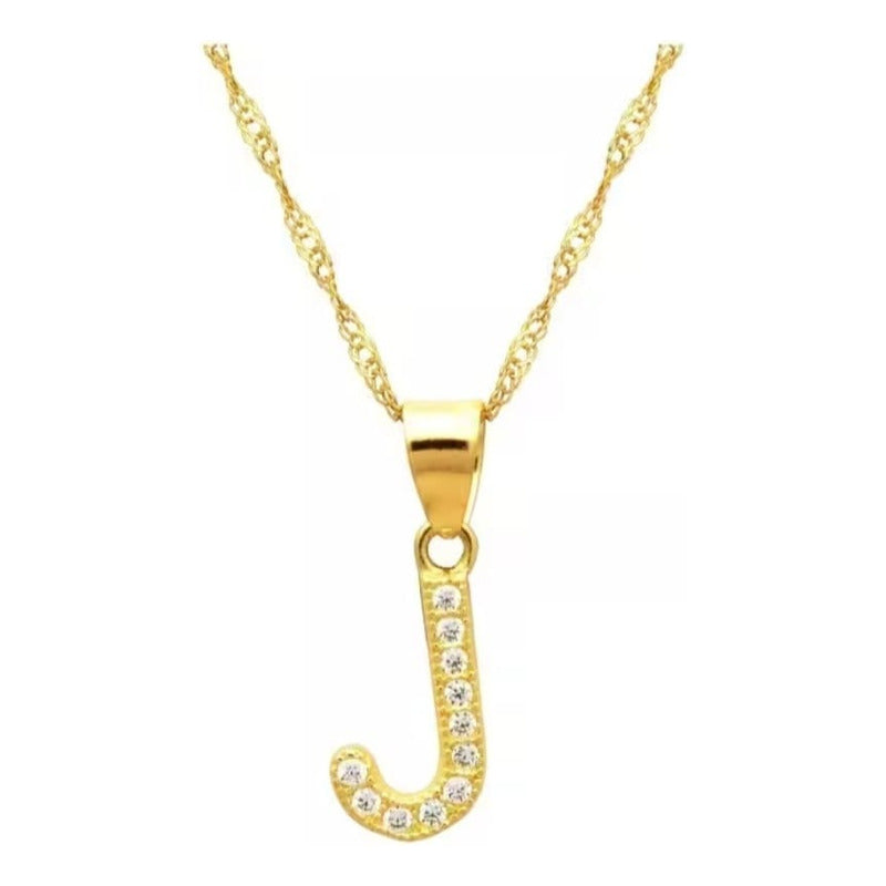 Kit Cadena Con Letra J Piedras Oro  10 K + Obsequio