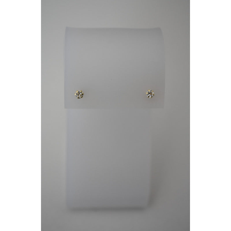 Broqueles Circonia Blancos Para Bebé 3 Mm Oro De 14 K